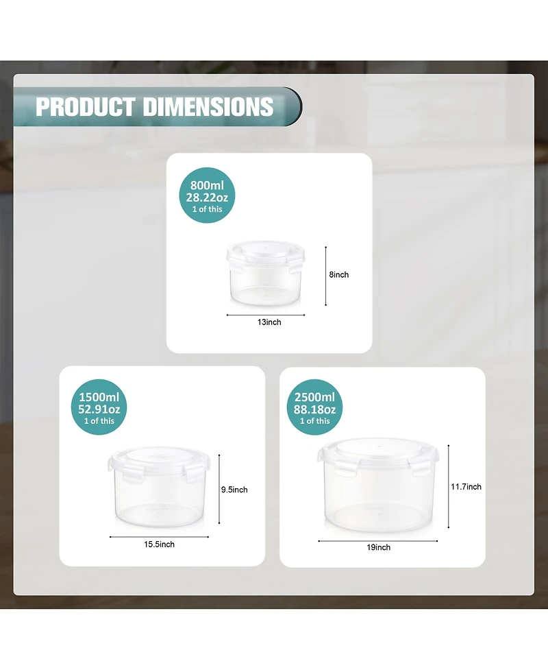 Sorbus 3 Pack Clear Stackable Food Storage Bowls with Airtight Lids for Pantry, Fridge, Mealprep and More