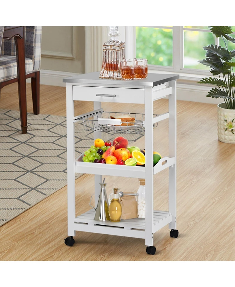 Gouun Rolling Kitchen Island Cart with Stainless Steel Top