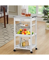 Gouun Rolling Kitchen Island Cart with Stainless Steel Top