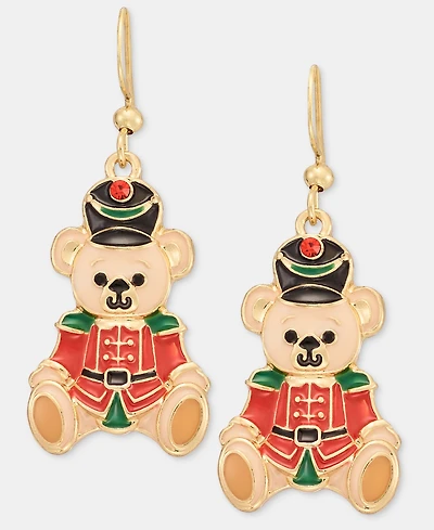 Holiday Lane Christmas Nutcracker Teddy Bear Drop Earrings, Macy's Exclusive