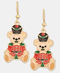 Holiday Lane Christmas Nutcracker Teddy Bear Drop Earrings, Macy's Exclusive