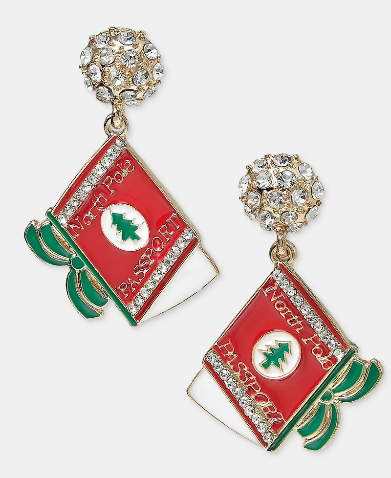 Holiday Lane North Pole Passport Drop Earrings, Macy's Exclusive