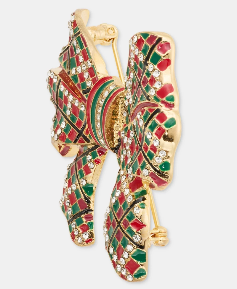 Holiday Lane Plaid Bow Pin, Macy's Exclusive
