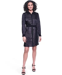 Karl Lagerfeld Paris Women's Printed Scarf Twill Shirt Dress