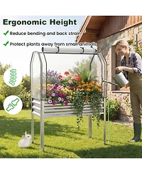Gouun Galvanized Raised Garden Bed with Legs and Greenhouse Cover