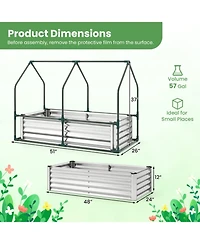 Gouun Small Galvanized Raised Garden Bed with Greenhouse Cover