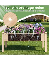 Gouun Wooden Raised Garden Bed Set of 2 with Legs Elevated Fir Wood Planter Box