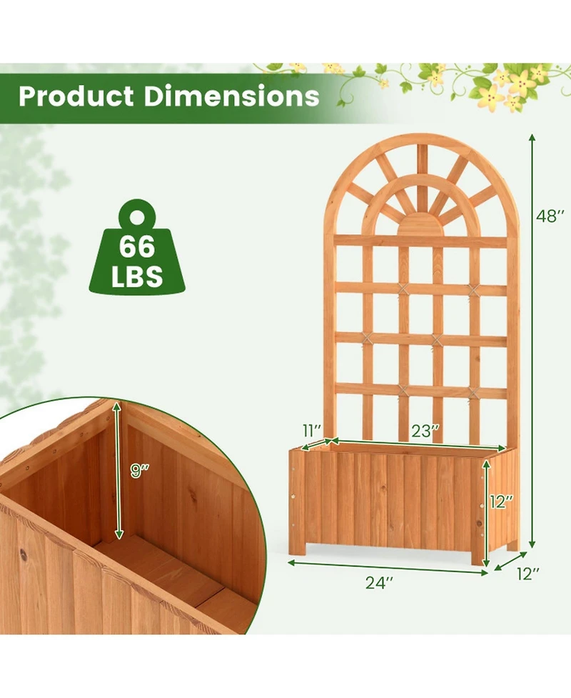 Gouun Wooden Raised Garden Bed with Trellis 48 in Outdoor Privacy Screen