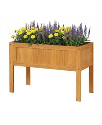 Gouun Elevated Wood Raised Garden Bed with Liner and Drainage Holes