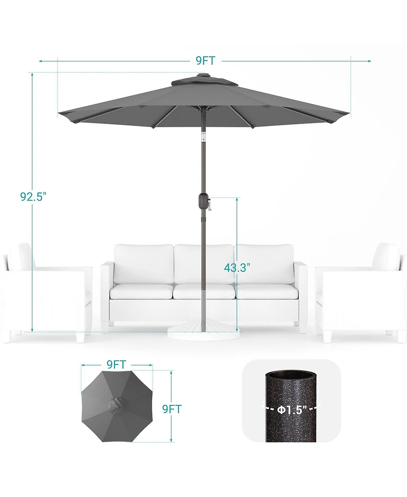 Sonkuki Enhance Your Outdoor Oasis With 9Feet Round Patio Umbrella - Stylish, Durable, And Sun-Protective