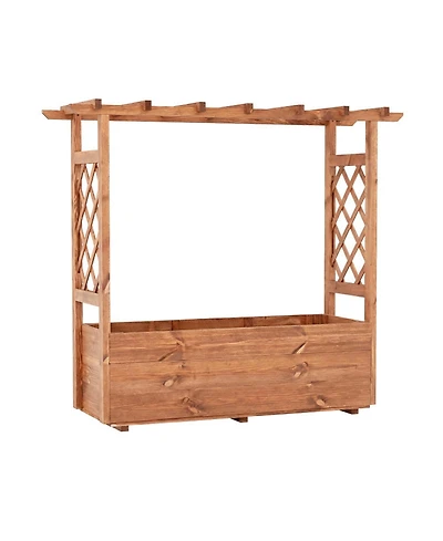 Gouun Wooden Elevated Raised Garden Bed with Hanging Roof for Outdoor Gardening