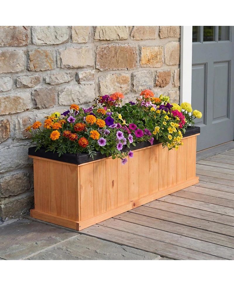 Gouun Wooden Raised Garden Bed with Drainage Holes Liner Solid Fir Wood Box