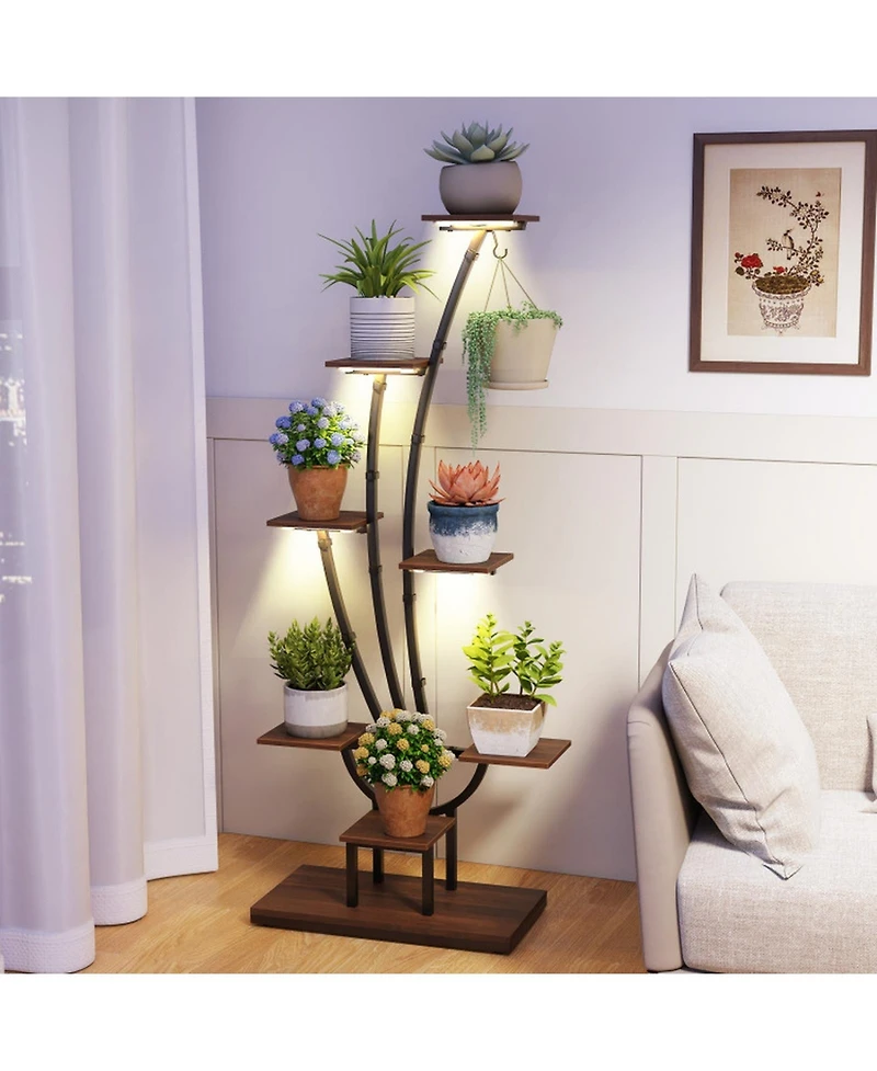 Gouun 8-Tier Indoor Plant Stand with Led Grow Lights