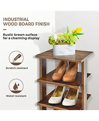 Gouun 7-Tier Vertical Wooden Shoe Rack Space-Saving Organizer for Front Door