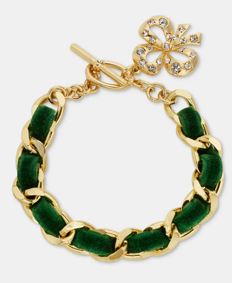 Holiday Lane Green Ribbon Chain Toggle Bracelet, Macy's Exclusive