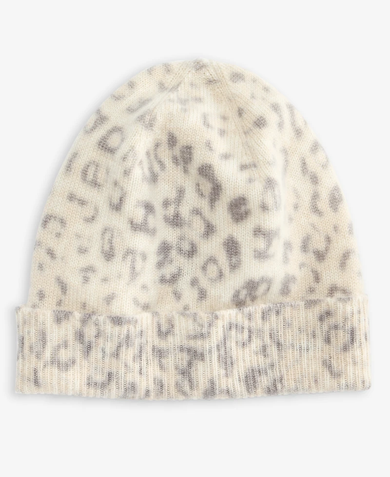 Charter Club Leopard-Print Cashmere Cuffed Beanie, Macy's Exclusive