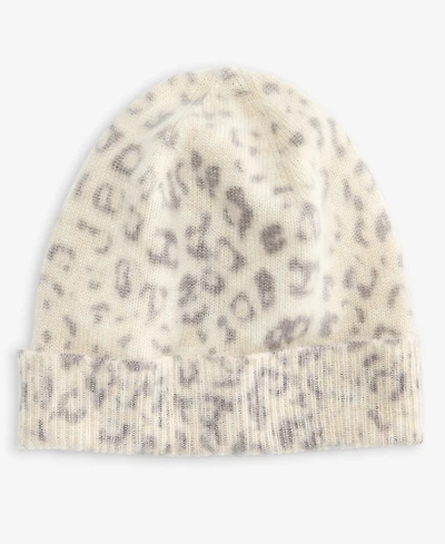 Charter Club Leopard-Print Cashmere Cuffed Beanie, Macy's Exclusive