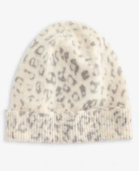 Charter Club Leopard-Print Cashmere Cuffed Beanie, Macy's Exclusive