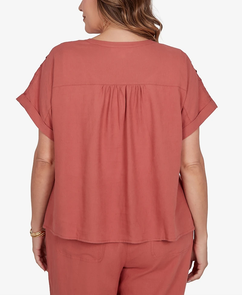 Ruby Rd. Plus Lightweight Pleated Short-Sleeve Top