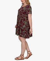 Ruby Rd. Plus Tropical Print Short-Sleeve Dress