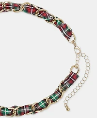 Holiday Lane Woven Ribbon Statement Charm Necklace, 16" + 3" extender, Macy's Exclusive