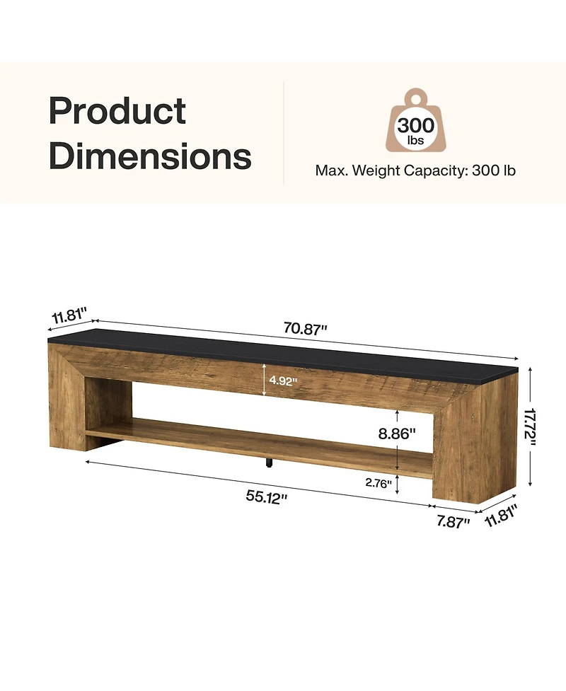 Tribesigns 71-Inch Extra Long Entryway Bench with Shoe Storage, Farmhouse Shoe Bench with 2 Shelves, Wooden Indoor Seating