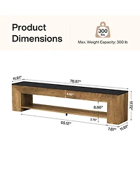 Tribesigns 71-Inch Extra Long Entryway Bench with Shoe Storage, Farmhouse Shoe Bench with 2 Shelves, Wooden Indoor Seating