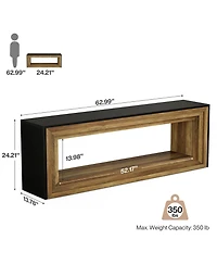 Tribesigns 63" Long Entryway Bench with Shoe Storage, 2-Tier Farmhouse Shoe Bench Wooden Indoor Seating with Layered Design