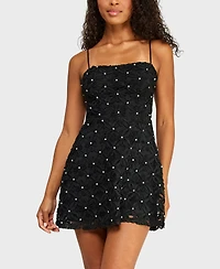 Alex & Sophia Juniors Square Neck Soutache Dress
