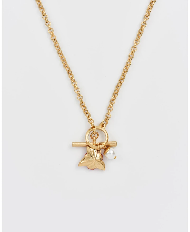 Fable England English Rose Pearl Gold Chain Necklace