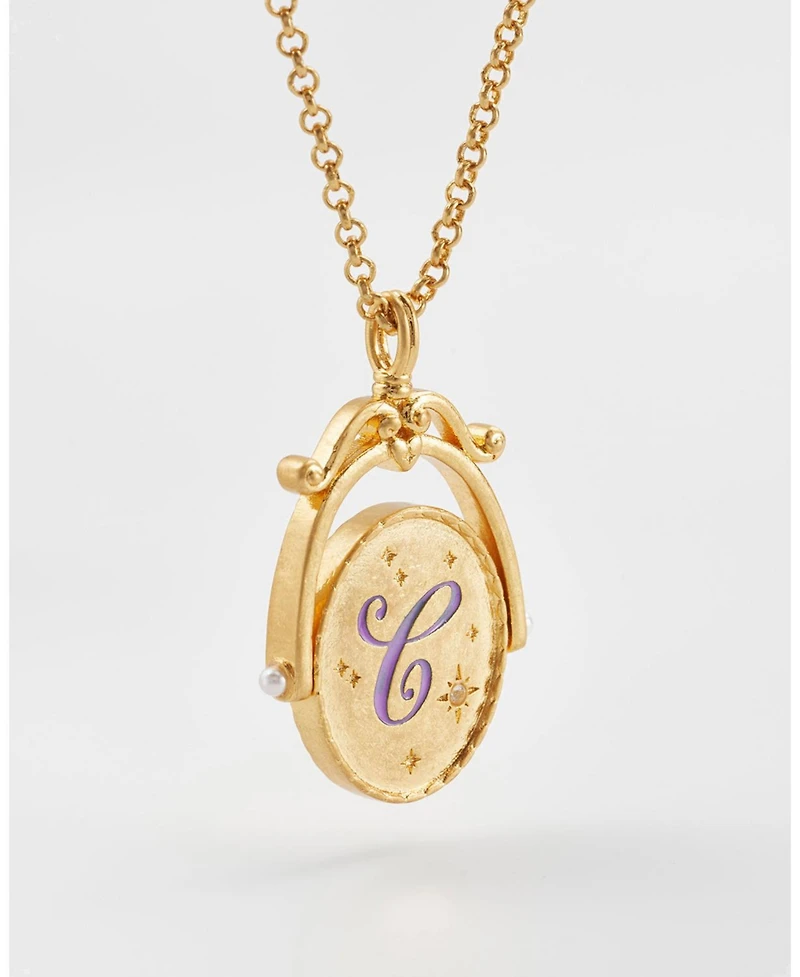 Fable England C Initial Cornflower Gold Spinner Chain Necklace