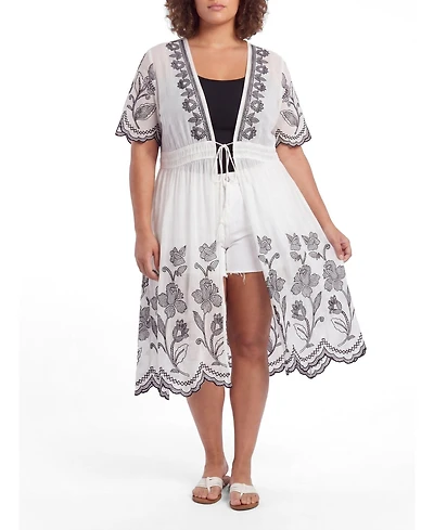 Torrid Plus Floral Embroidered Maxi Kimono