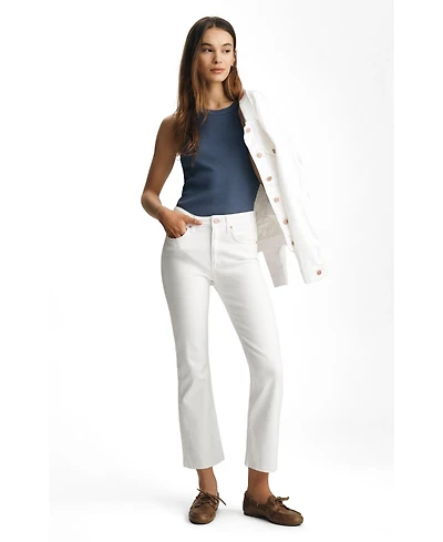Mavi Jeans Women's Anika Mid Rise Cropped Flare In White Flex Blue