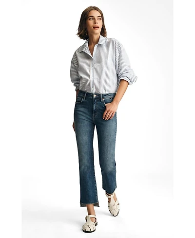 Mavi Jeans Women's Anika Mid Rise Cropped Flare Dark Brushed Flex Blue