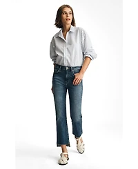Mavi Jeans Women's Anika Mid Rise Cropped Flare Dark Brushed Flex Blue