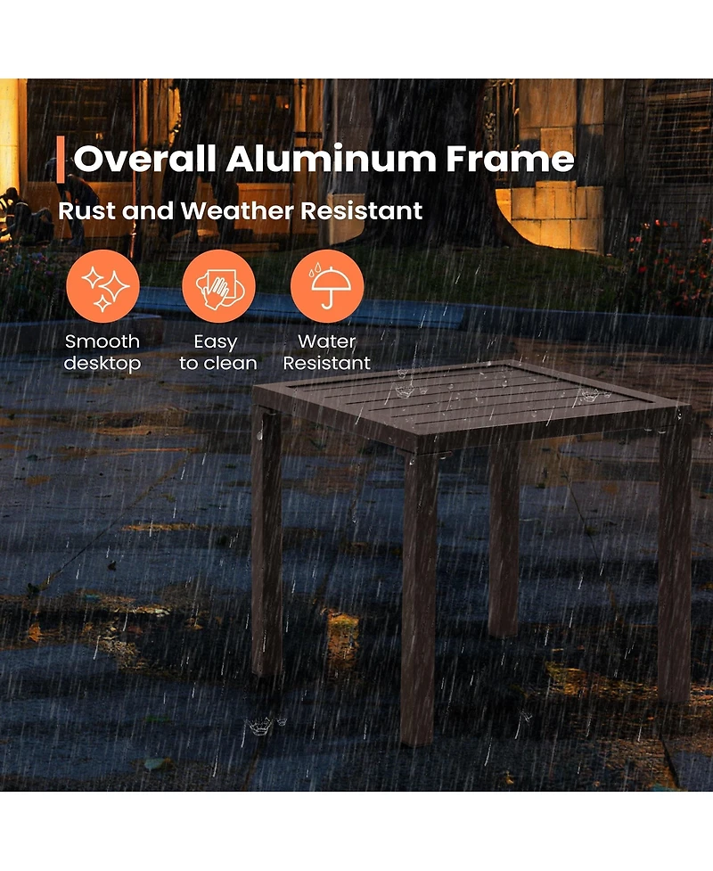 Pellebant Outdoor End Table Aluminum Square Patio Side