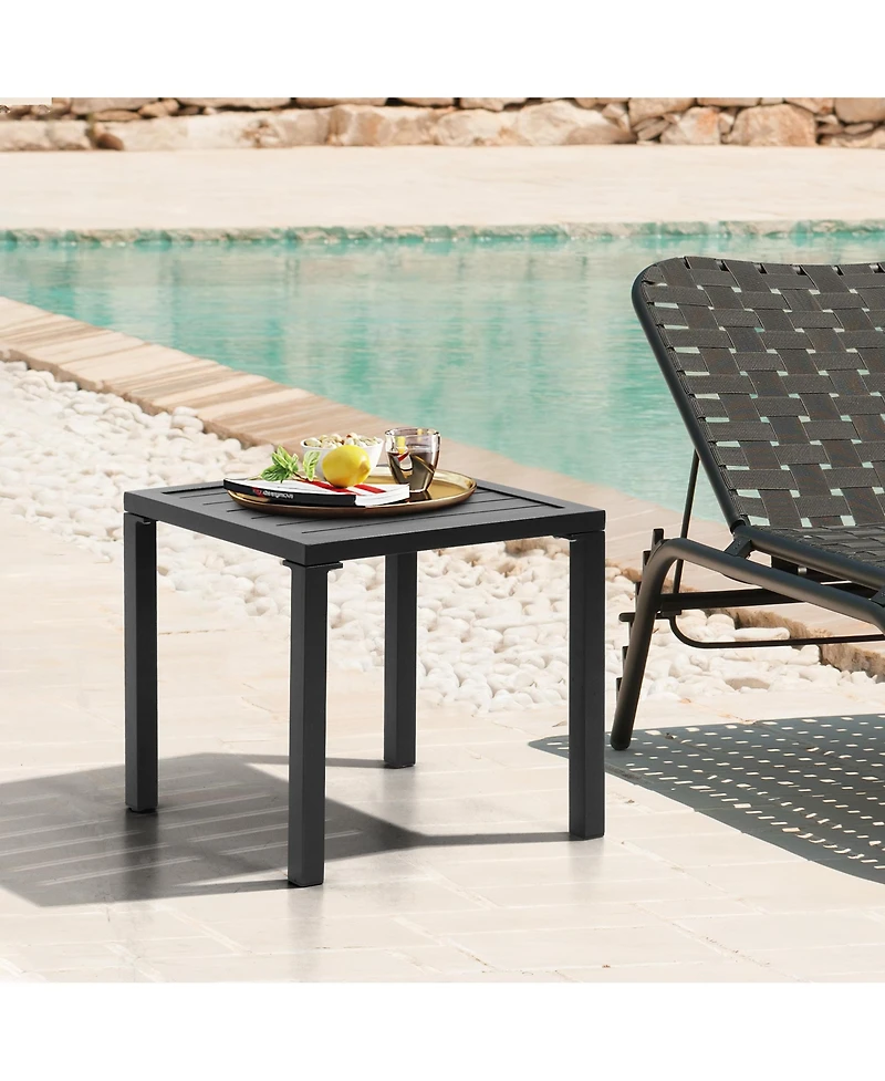 Pellebant Outdoor End Table Aluminum Square Patio Side
