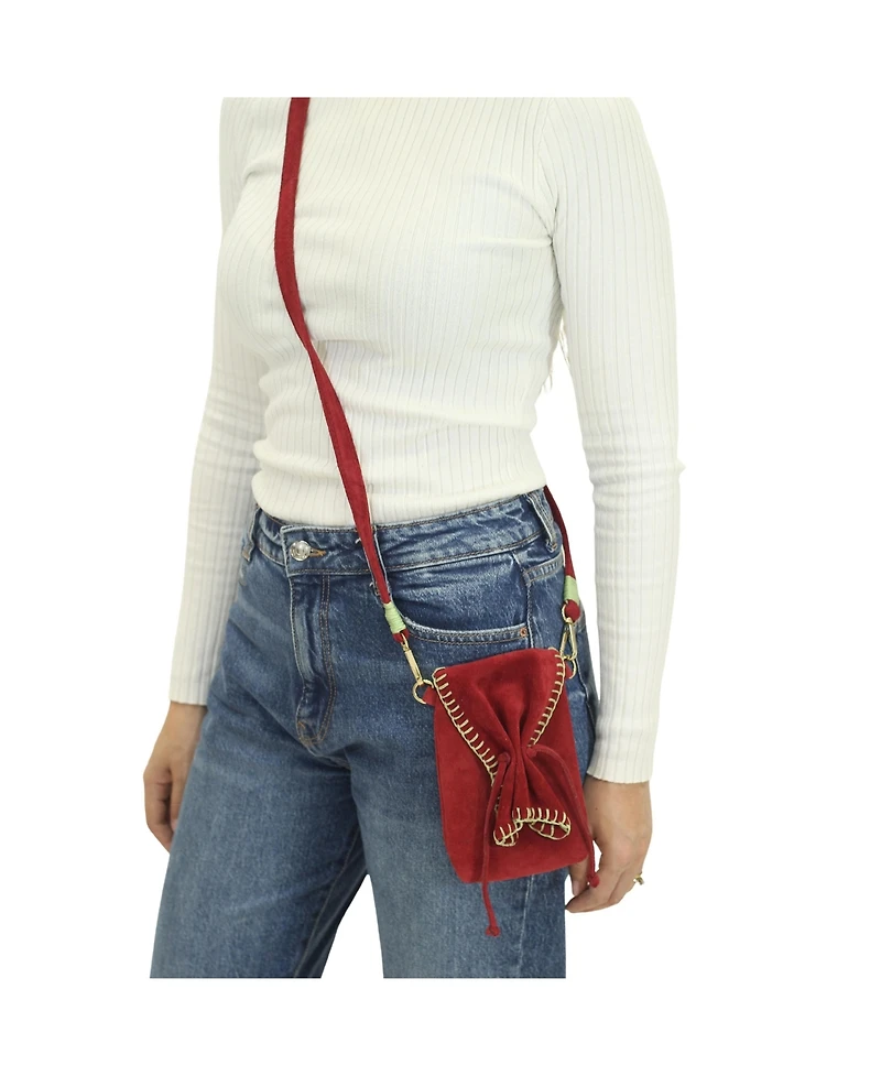 Carlos Falchi Cell Phone Butterfly Suede Leather Bag