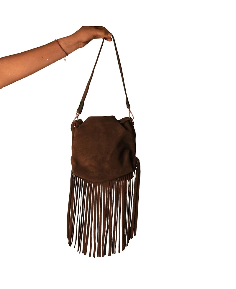 Carlos Falchi Fringe Butterfly Suede Bag