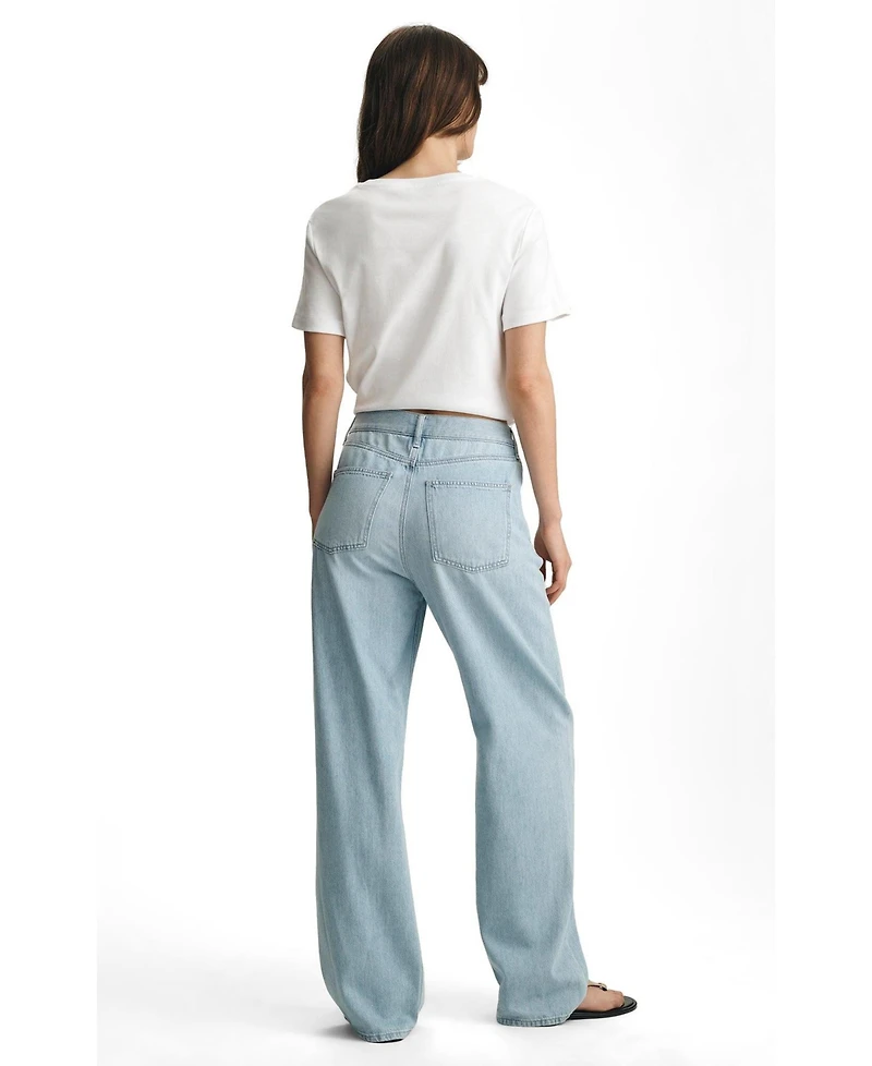 Mavi Jeans Women's Nella Adjustable Drawstring Wide Leg Bleached Well Blue