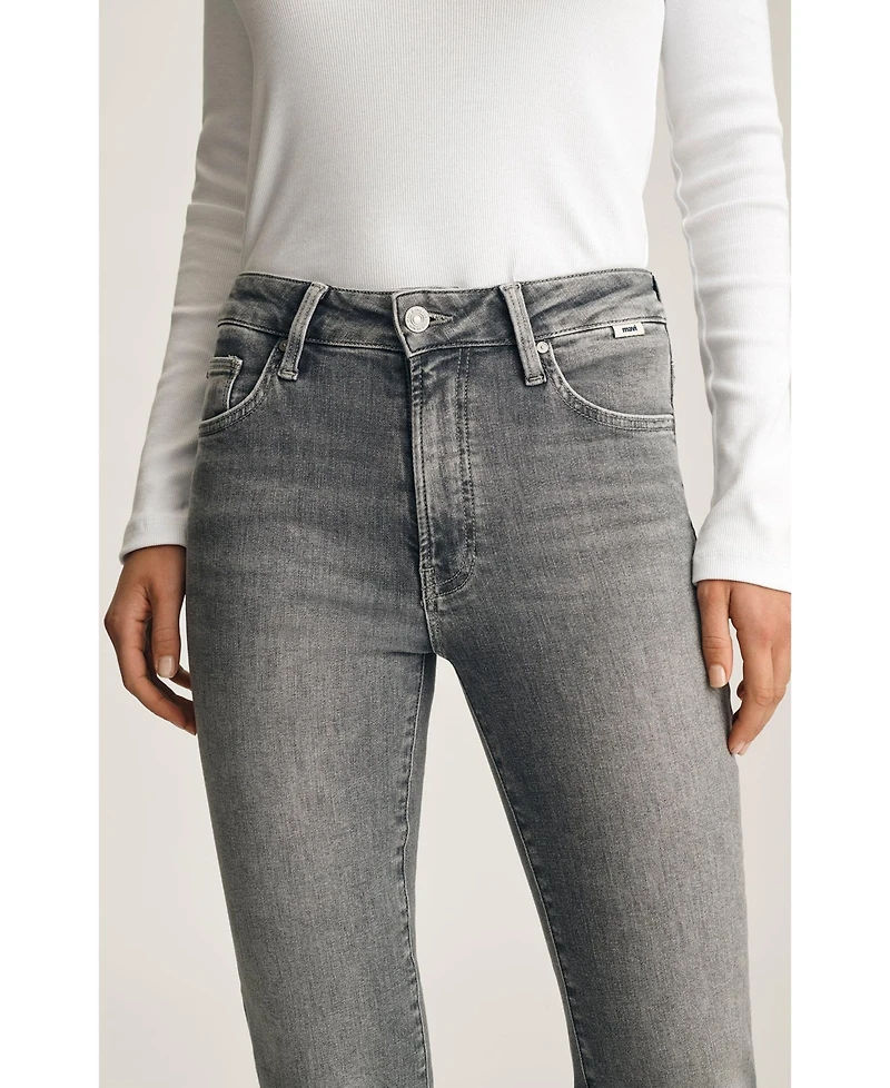 Mavi Jeans Women's Kendra High Rise Straight Leg Grey Used Flex Blue