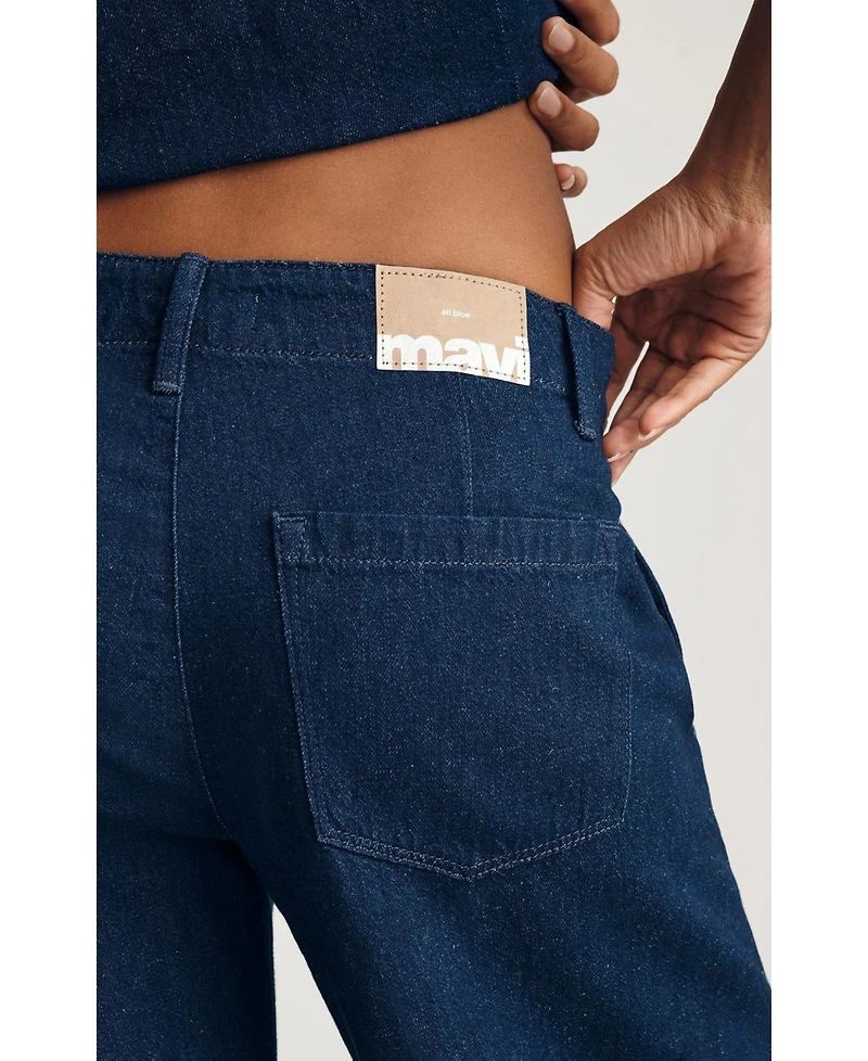 Mavi Jeans Women's Siena High Rise Wide Leg Chino Dark Linen Denim