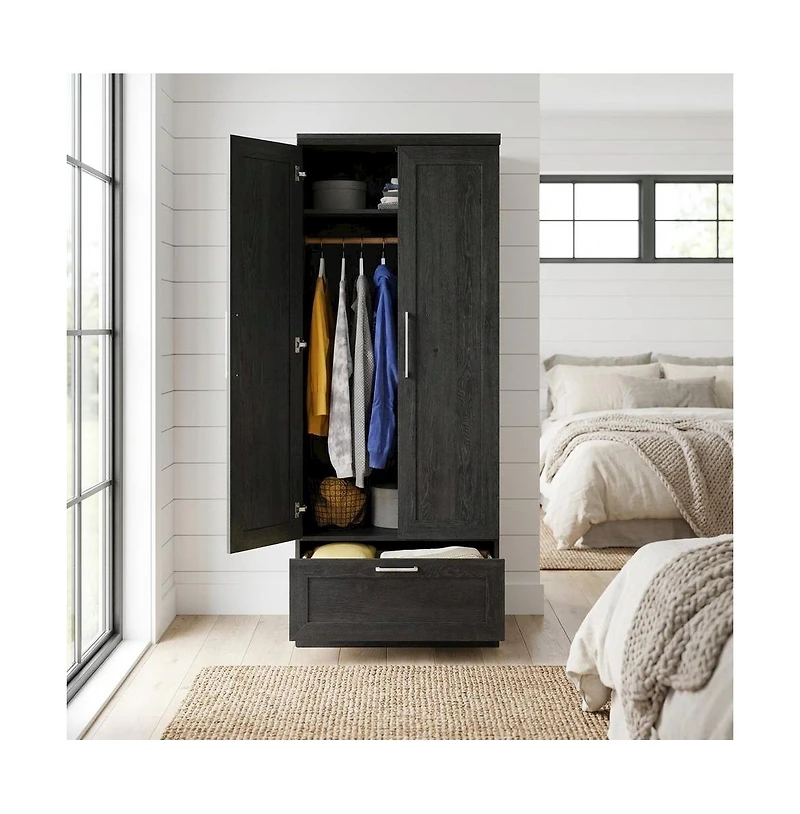 Starlight Canyon Home Raven Oak Storage Armoire With Contemporary Style And Spacious Design
