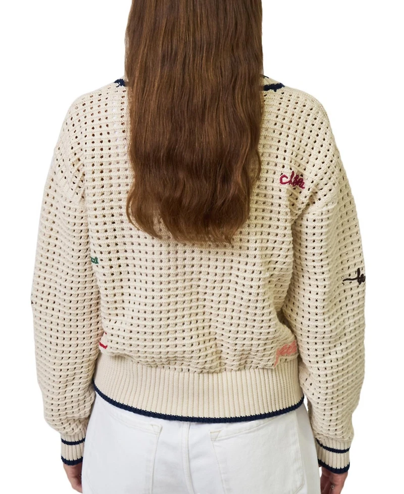Central Park West Women's Chelsea Embroidered Cardigan Sweater
