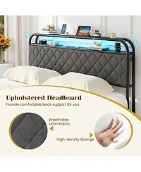Slickblue Modern Platform Bed Frame with Led Lighting and Power Outlet