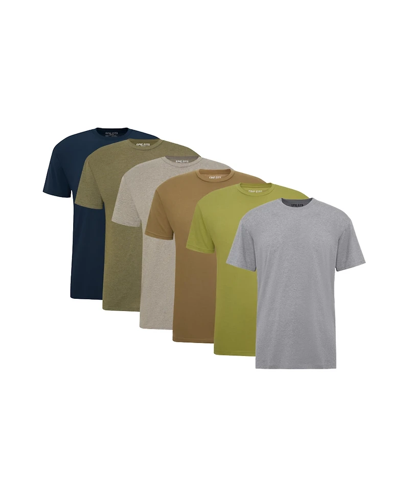 Epic Fits Men's Field Crew Neck T-Shirts, 6-Pack