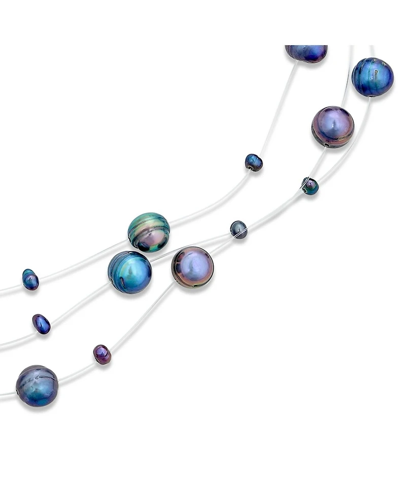 Bling Jewelry Multi Strand Pearl Illusion Necklace Choker Freshwater Cultured