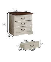 Homsee Modern Storage Side Table with Drawer - 24-Inch Wide Cabinet Antique Bronze Handle | Living Room and Bedroom End