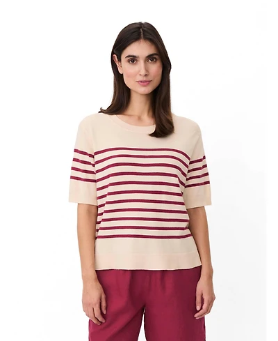 Masai Copenhagen Women's Maflorayne Striped Shot Sleeve Knit Top