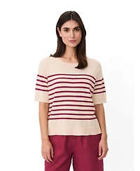 Masai Copenhagen Women's Maflorayne Striped Shot Sleeve Knit Top